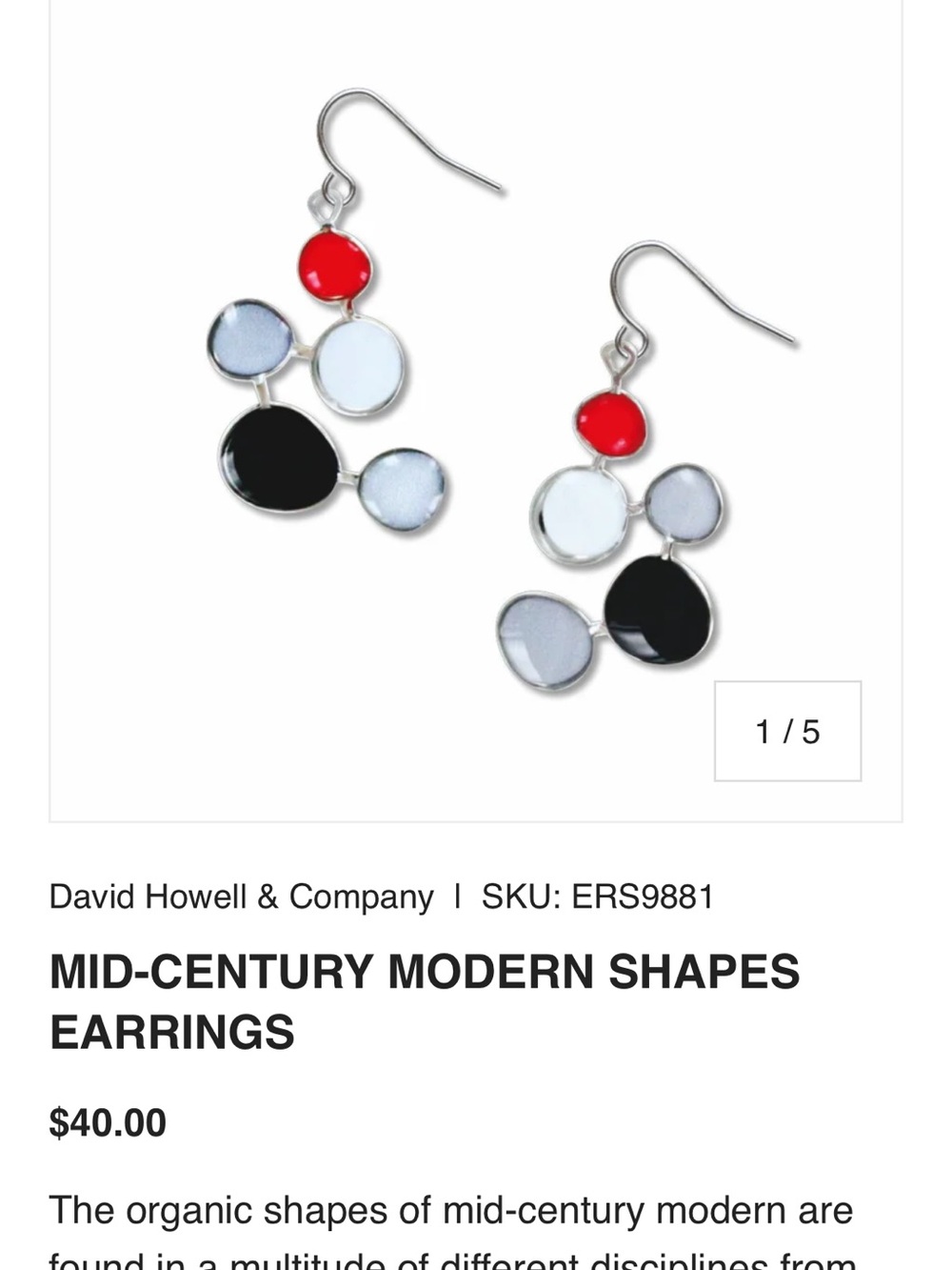 David Howell & Co Contemporary Multi-Dot Drop Earrings Coral, White
Black & Gray - Picture 5 of 6